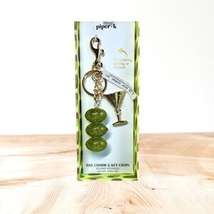Piper k Green Martini Olives Cocktail Bag Charm & Key Chain